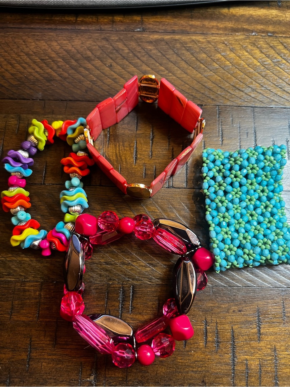 Lot of 4 Bright Colorful Stretch Bracelets - Lot 009